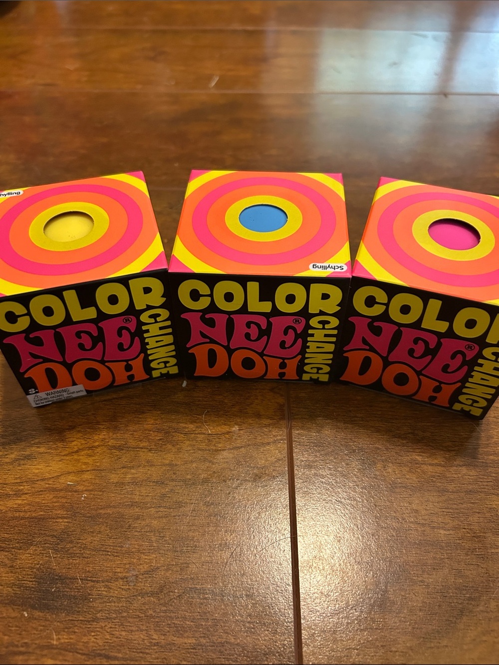 Color Change Nee Doh Set of 3 - Yellow, Blue, Pink.